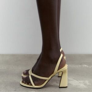 SALE- Zara Strappy Wide Heeled Slingback Sandals